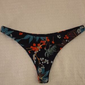 RELLECIGA Black Bikini Bottom with Orange & Teal Floral Accents